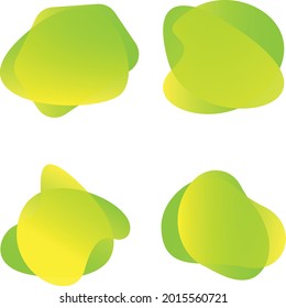 Set of isolated  fresh green and yellow fluid blobs