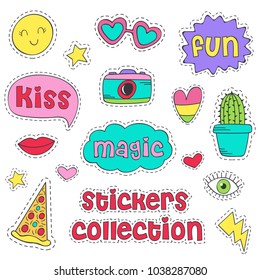 set of isolated funny stickers - vector illustration, eps