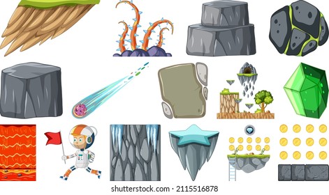 Set of isolated game objects  illustration