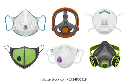 Set of isolated gas respirator, doctor face mask