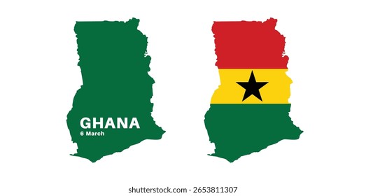 Conjunto de mapas isolados de gana. bandeira de gana sobreposta com proporções de bandeira. Mapas e viagens ao redor do mundo