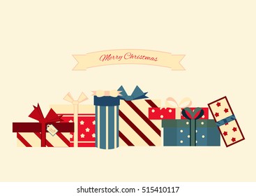 Set of Isolated Gift Box. Vector Set of Different Gift Boxes. Flat Design.