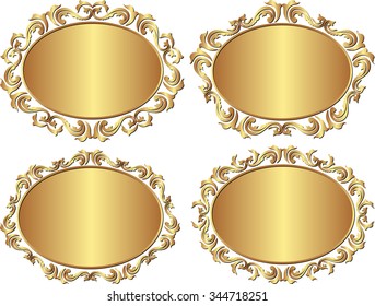 set of isolated golden frames