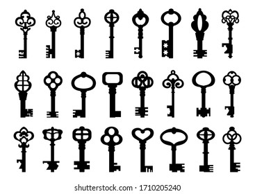 Set of isolated graphical retro keys. Vector illustration..	