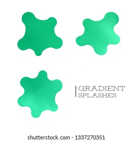 Set isolated green elements of holographic chameleon design palette of shimmering colors. Modern abstract pattern, colorful fluid paint design. Trendy art background. Gradient futuristic shapes