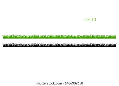 Set of isolated green grass design flat vector illustration on white background