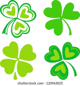 Set Isolated Green Irish Clovers Vector Stock Vector (Royalty Free ...