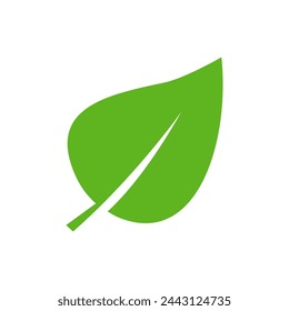 Set of isolated green leaf icons on white background. Abstract natural leaf icons. Elements. Vector illustration.