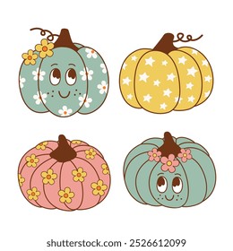 set of isolated groovy pumpkins