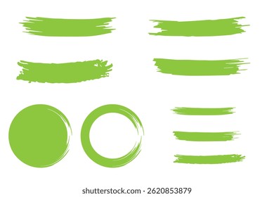Set of isolated grunge ink brush strokes. Dirty hand drawn inky lines and blobs for graphic design, decoration. Vector brush strokes. 