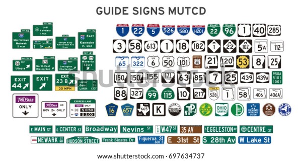 Set Isolated Guide Signs Usa Stock Vector (Royalty Free) 697634737