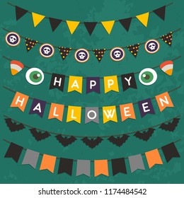 Set of isolated Halloween Bunting