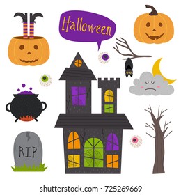 set of isolated Halloween elements part 1  - vector illustration, eps