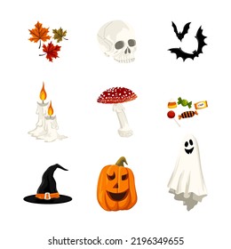 set of isolated halloween elements - vector illustration