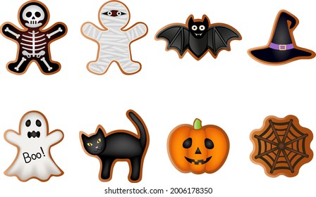 conjunto aislado de halloween gingerbread vector