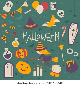 Set of isolated halloween icon vector