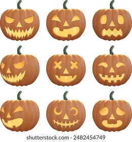 conjunto de calabazas de halloween aisladas