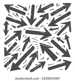 Set of Isolated Hand-Drawn Arrows Icons on a White Background - Vector Illustration
