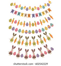 set of isolated happy easter garland- vector illustration, eps
