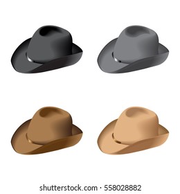 Set isolated hats, different colors, vector