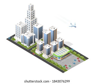 Set von isolierten, hochwertigen Elementen aus der irdischen Stadt auf weißem Hintergrund . Vektorelemente