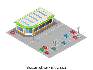 Conjunto de elementos aislados de alta calidad de la ciudad isométrica sobre fondo blanco . Elementos del vector