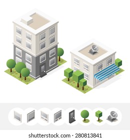 Set of Isolated High Quality Isometric Houses.