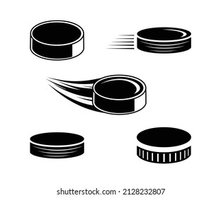 Set of isolated hockey stick and puck