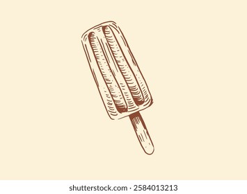 Set of isolated ice cream sketch. Ice-cream popsicle