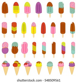 set of isolated ice cream - vector illustration, eps