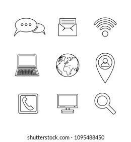Set the isolated icon on a white background, internet and contacts
