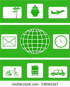 set isolated icon for travel on green background 