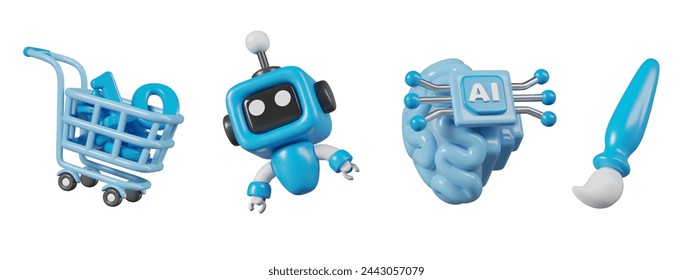 Set of isolated icons for artificial intelligence devices, programs and applications