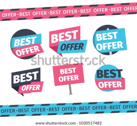 Set of isolated icons best offer vector illustration. Sale badge signs collection