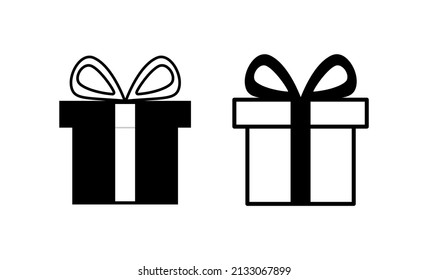 Set of isolated icons of gift boxes. Hand drawn gift elements. Vector illustration.