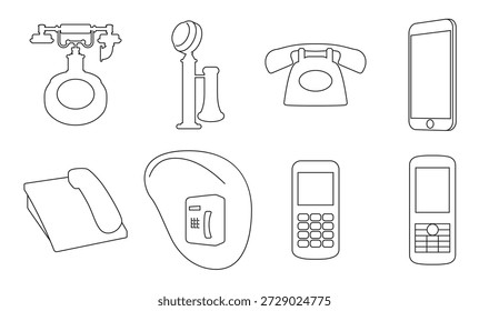 set of isolated icons on a them telephones