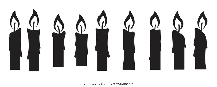 set of isolated icons on a theme candles