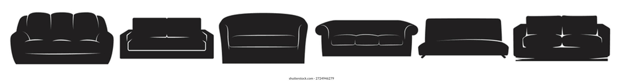 conjunto de ícones isolados em um tema sofas