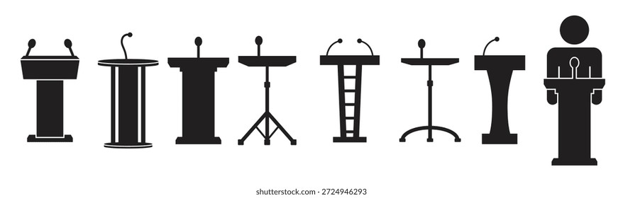 Satz von einzelnen Symbolen auf einem Thema Podium Tribunen