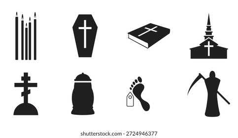 Conjunto de iconos aislados en un tema Muerte