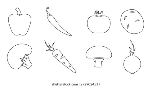 Conjunto de iconos aislados en un tema Verduras