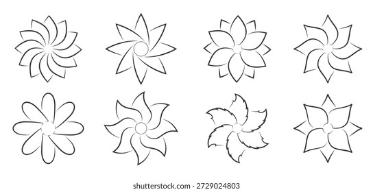 conjunto de ícones isolados em um tema flores 
