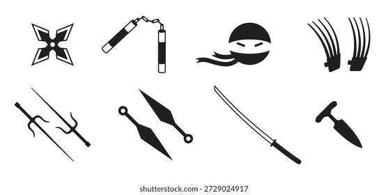 Conjunto de iconos aislados en un tema ninja