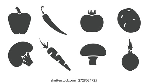 Conjunto de iconos aislados en un tema Verduras 