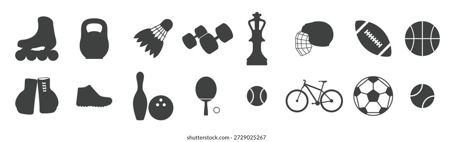 conjunto de ícones isolados em um esporte tema 
