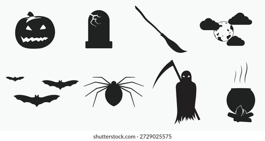 Conjunto de iconos aislados en un tema Halloween