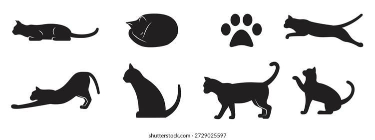 set of isolated icons on a theme cats
