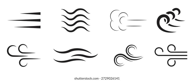 set of isolated icons on a theme wind