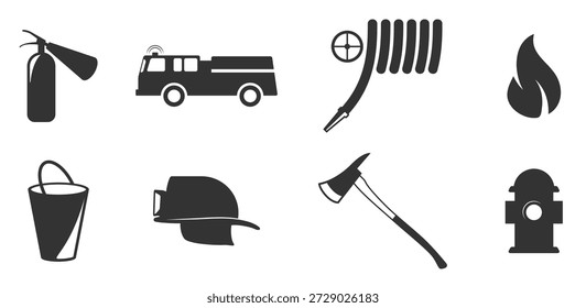 Conjunto de iconos aislados en un tema Bombero