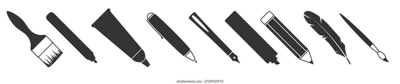 conjunto de ícones isolados sobre um tema escrevendo artigos